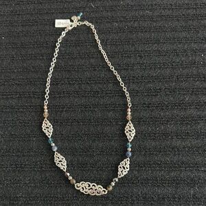 Retired Brighton Silver and Blue Filigree Necklace